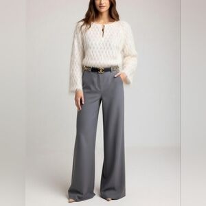 Chico's Cream Fuzzy V-Neck Blouse